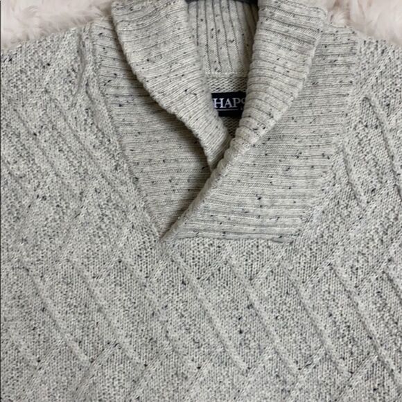 Chaps | Shawl Collar Cable Knit Cream Sweater - Picture 2 of 9